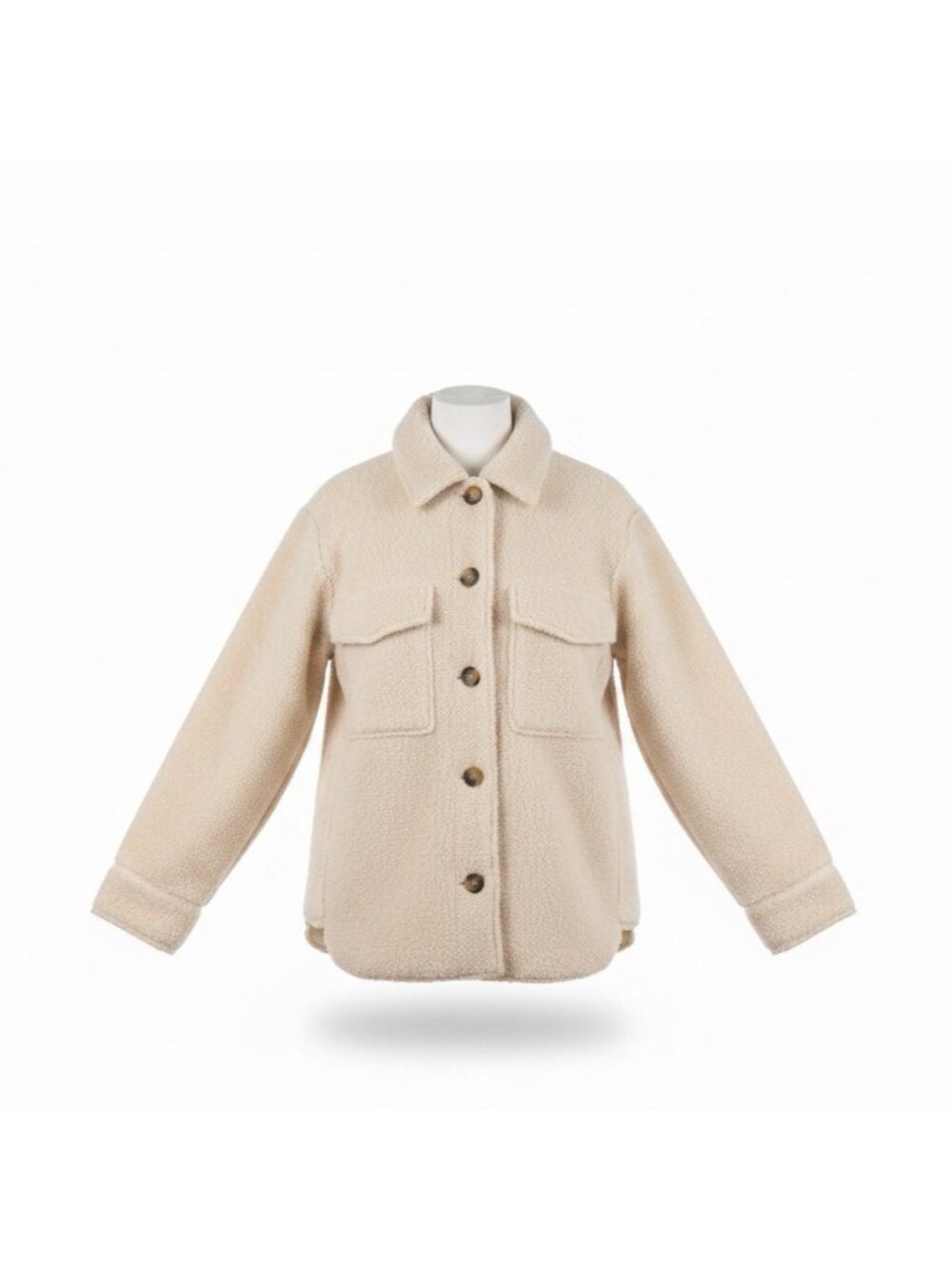 Zara Kids Beige Sherpa Button-Up Jacket With Pockets Size 11-12 Years